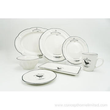 Embossed porcelain dinner set with decal